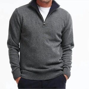 Barbour Men's Gray Half-Zip Sweater